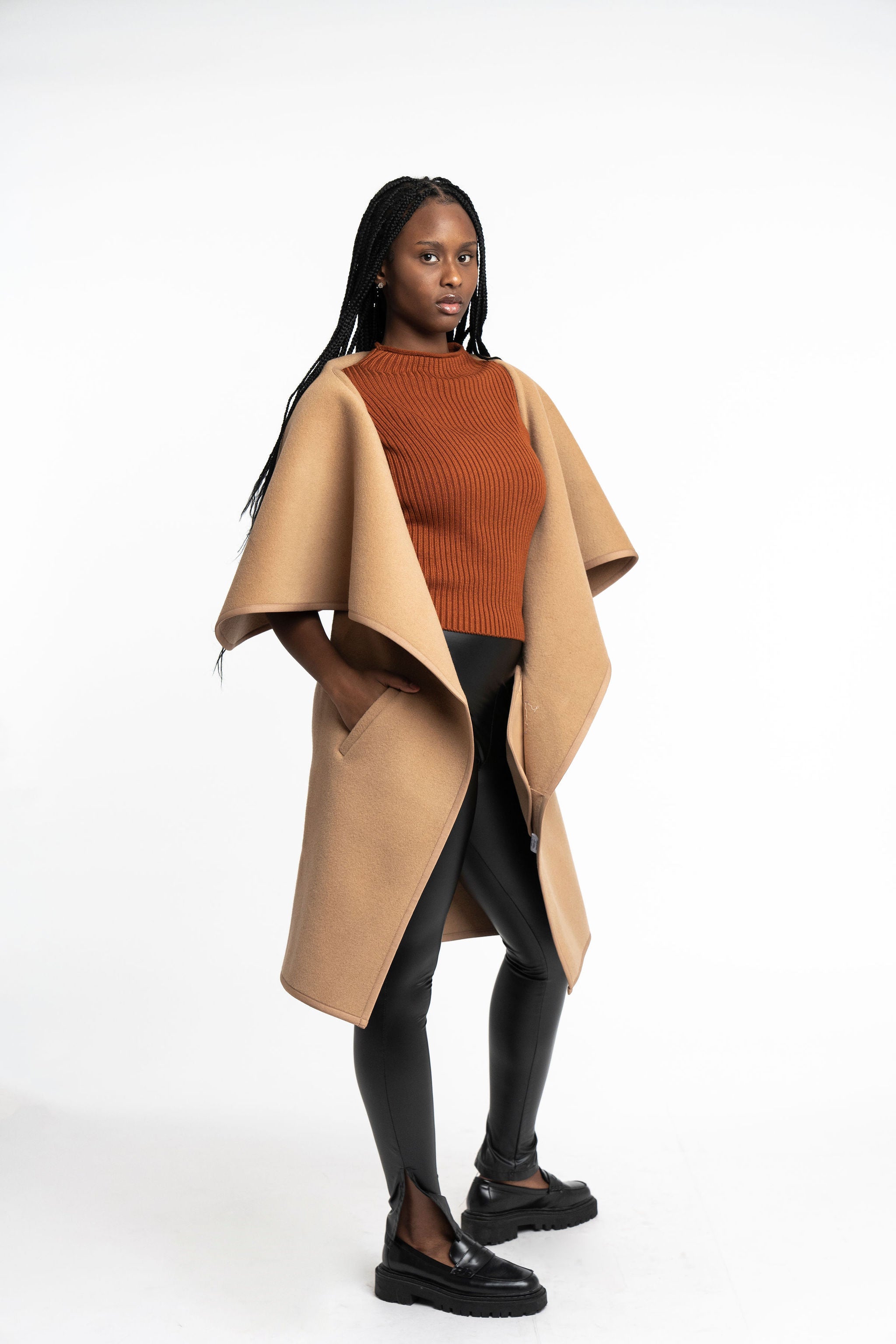 最終価格 Na.e ナエ Cashmere Half Coat Rosa: Cashmere Blend Cape Coat – ElaineLewis