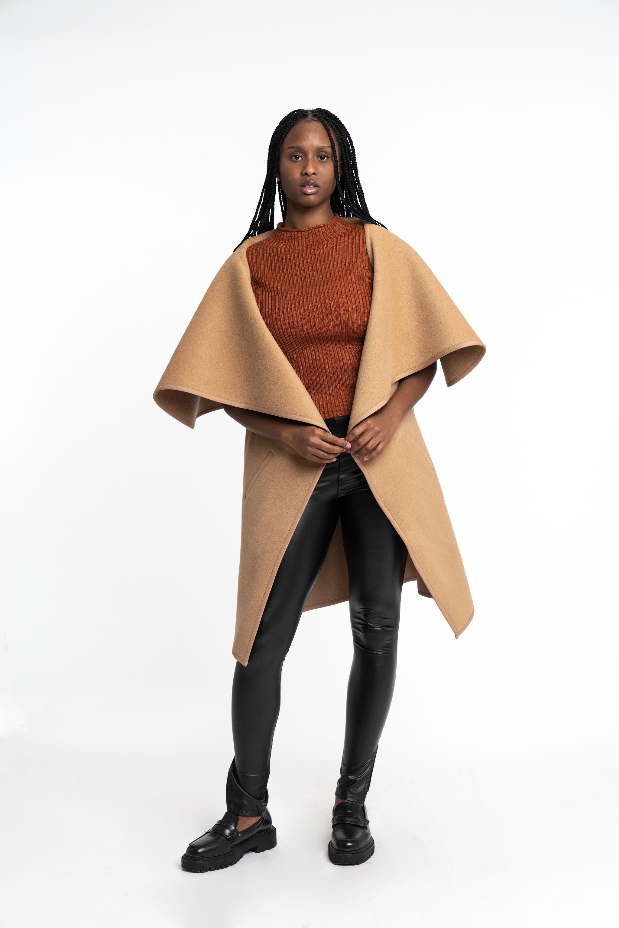 Rosa: Cashmere Blend Cape Coat – ElaineLewis
