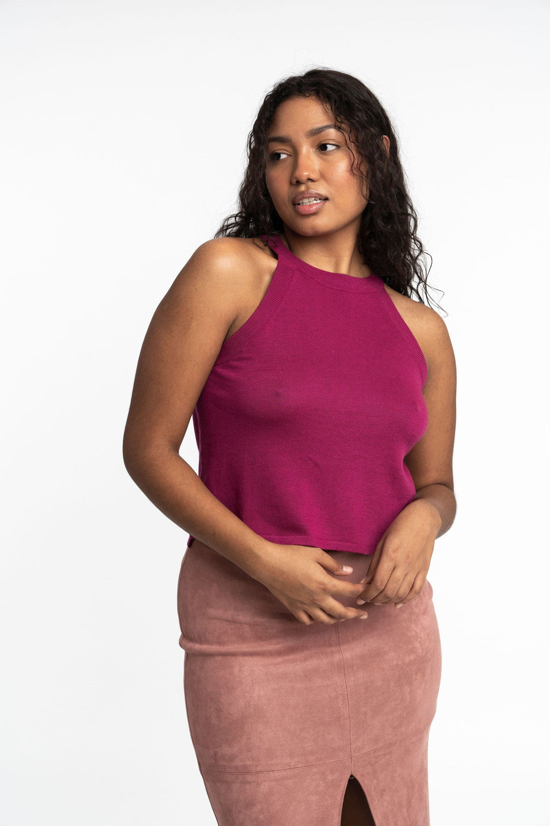 Edith: Sustainable High Neck Knit Tank