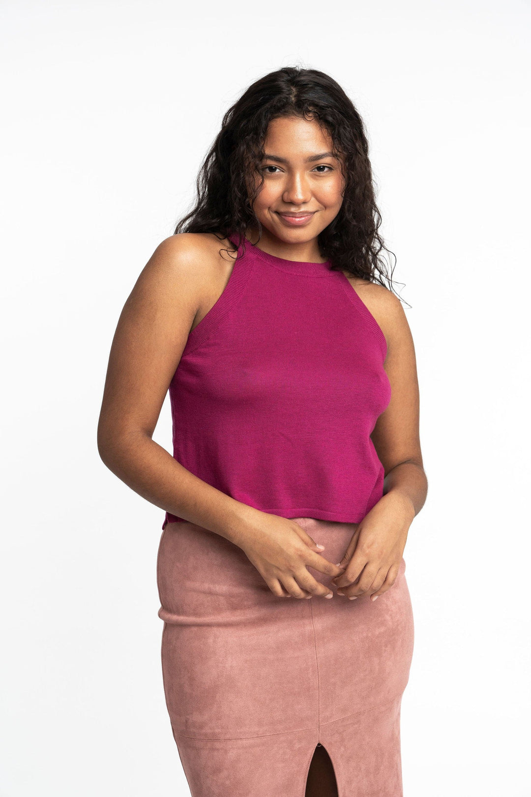 Edith: Sustainable High Neck Knit Tank