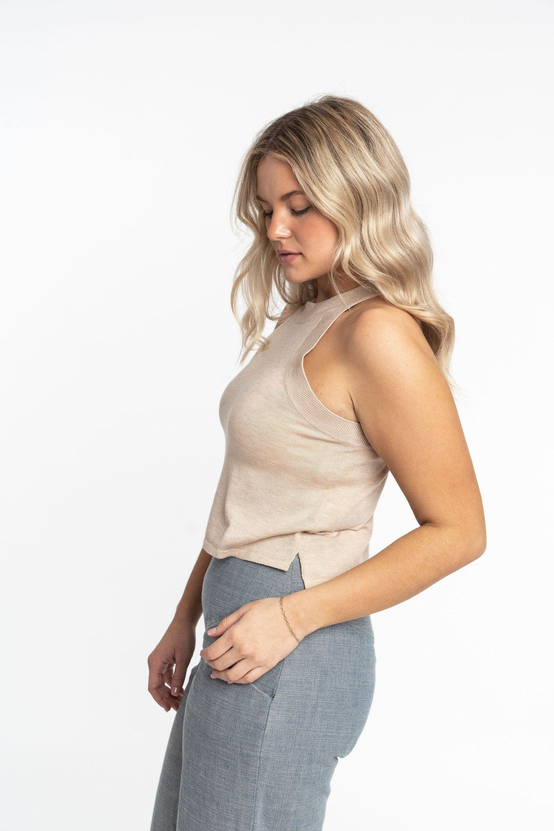 Edith: Sustainable High Neck Knit Tank