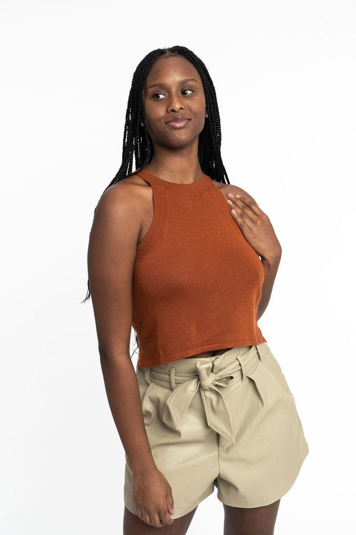 Edith: Sustainable High Neck Knit Tank