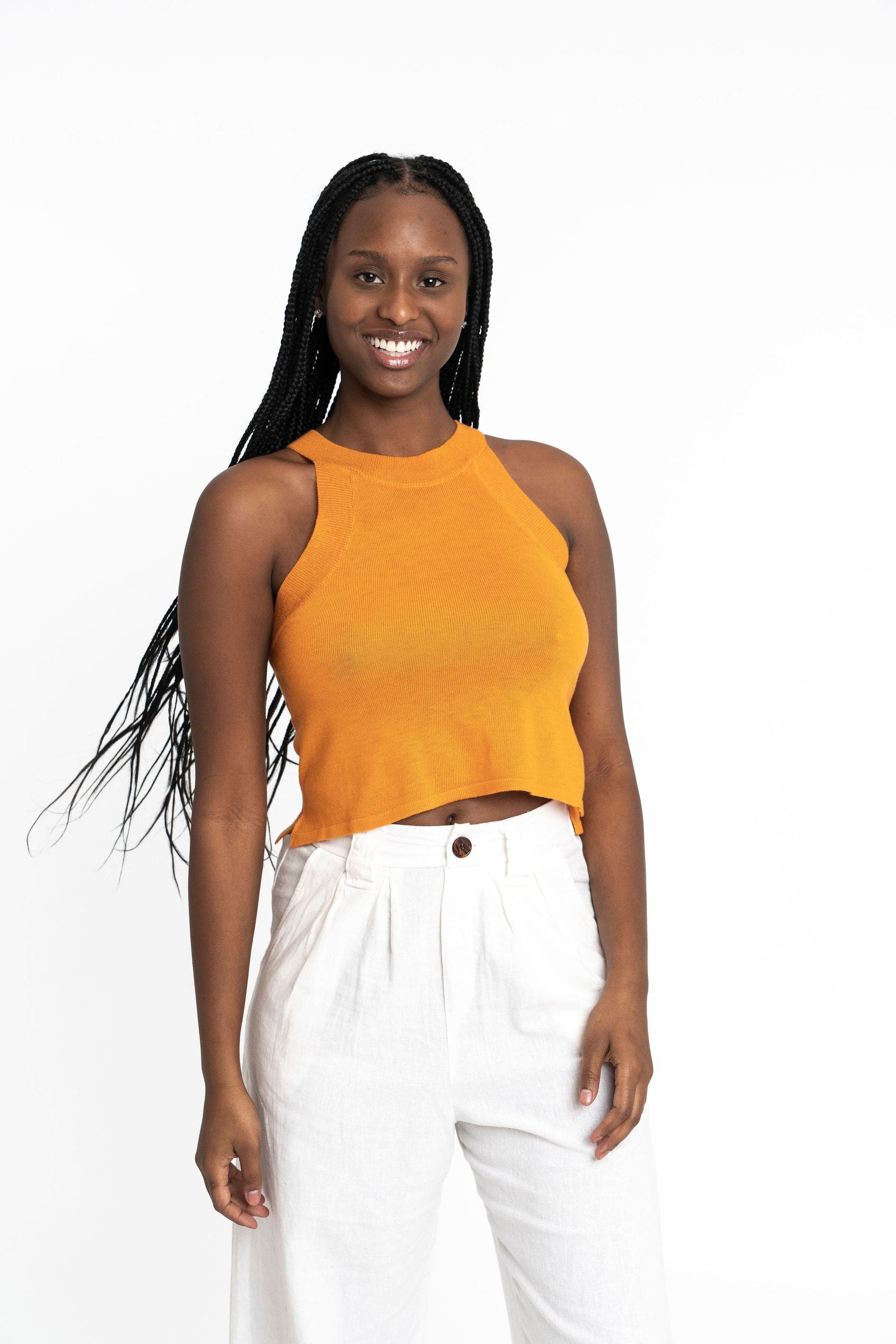 Edith: Sustainable High Neck Knit Tank – ElaineLewis